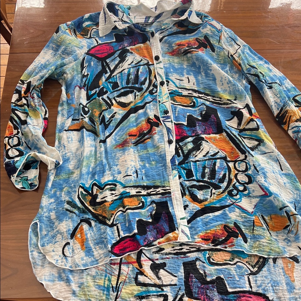 John Mark Multicolor Abstract Blouse